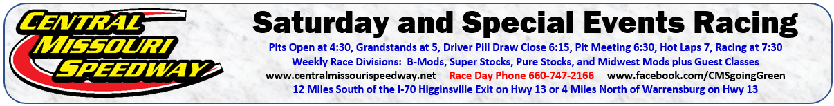 Central Missouri Speedway - Weekly Racing Plus POWRi Late Models ...